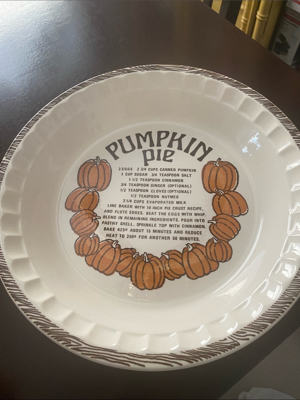 Pumpkin Pie Decorative Serving Bowl - White with Orange Pumpkins